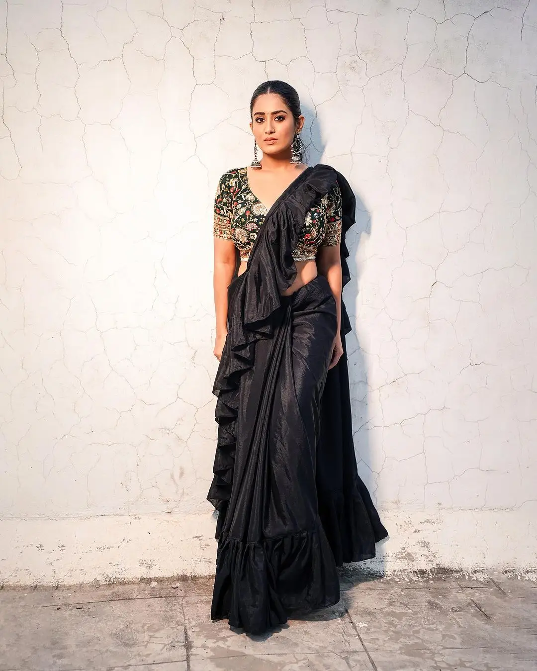 Rashi Singh in South Indian Traditional Black Half Saree Blouse